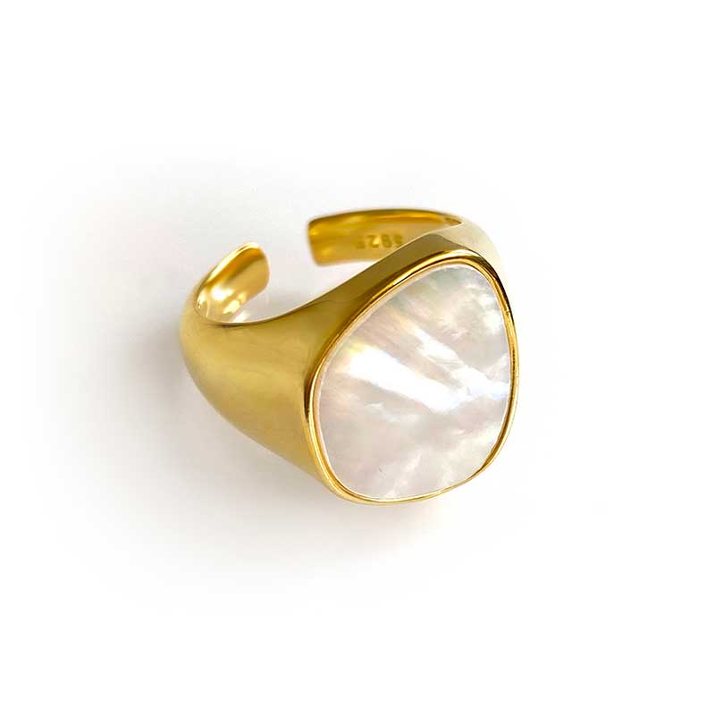 14K Gold Plated Macey Shell Statement Ring Product Portrait Image