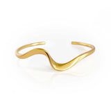 14K Gold Plated Pillar Statement Classic Bangle Bracelet Product Portrait Image