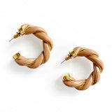 Gold & Brown Quinn Statement Hoop Earrings Hoops Product Portrait Image