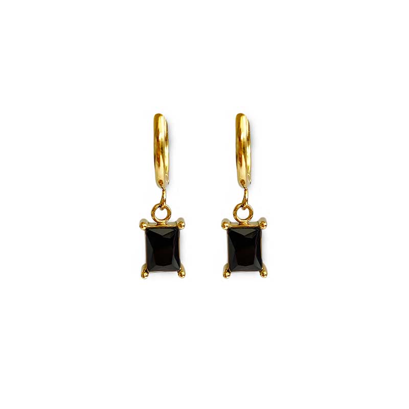 ZAHARA HUGGIE EARRINGS - BLACK